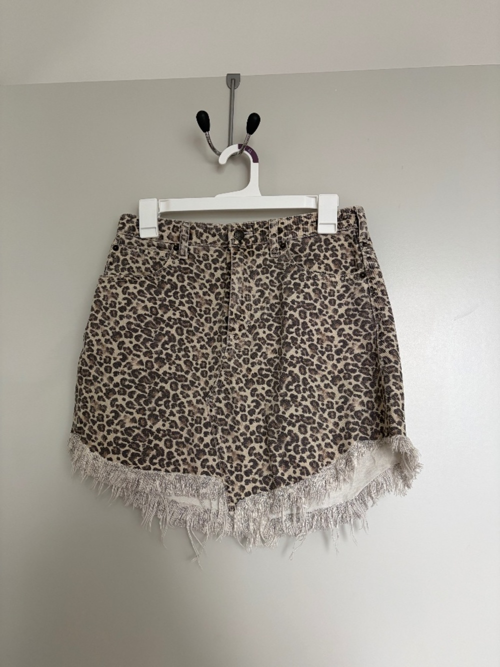 Free People leopard denim skirt